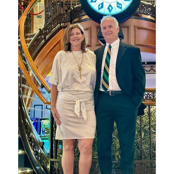 1980s dress with gold glitter and drop waist with sash by Diamond's Run Size L - Picture 2 of 7